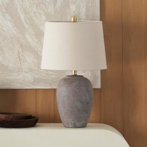 Home 23" Greyish Brown Earth Tone Rustic Farmhouse Ceramic Table Lamp