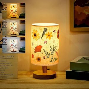 Pressed Floral Lamp Bedside Vintage Flower Desk Lamp