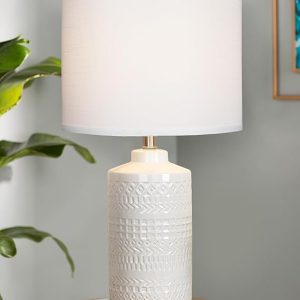 24.5" White Ceramic Table Lamp
