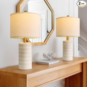 20.75" Small Modern Ceramic Table Lamps Set of 2